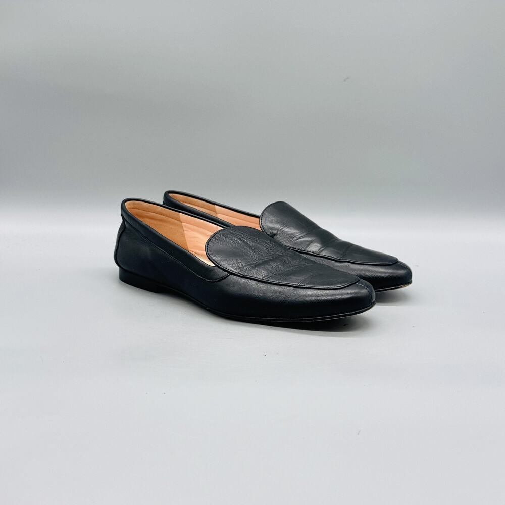 J Crew Shoes Womens 6.5 Black Leather Loafer Flats Slip On Casual Comfort - Picture 2 of 11